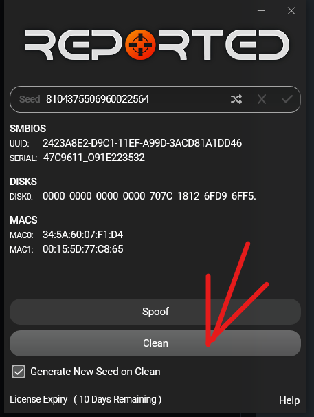 Инструкция для Reported Spoofer — Процесс очистки