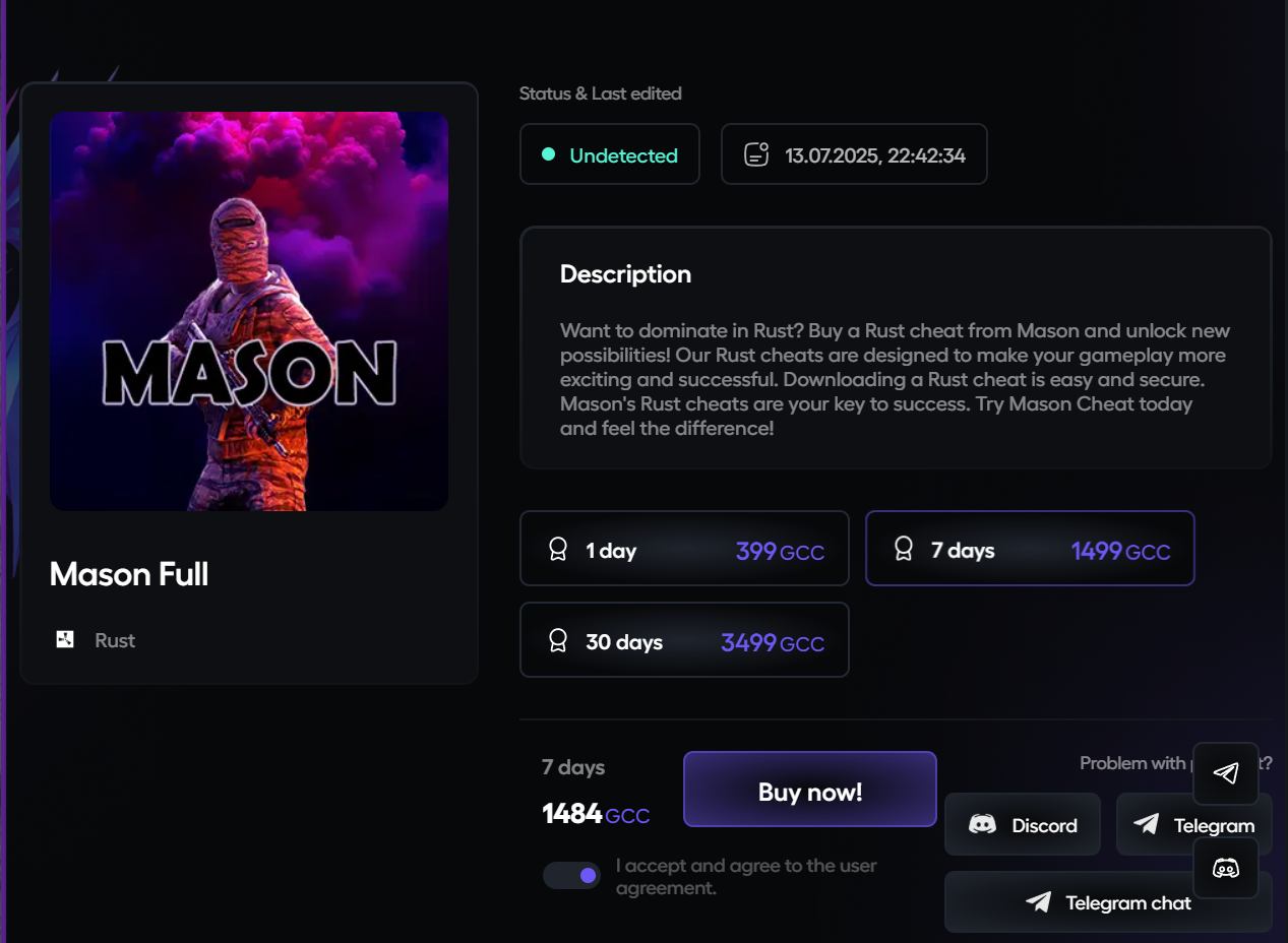How to buy a cheat on GetCheats.io — Select the subscription period