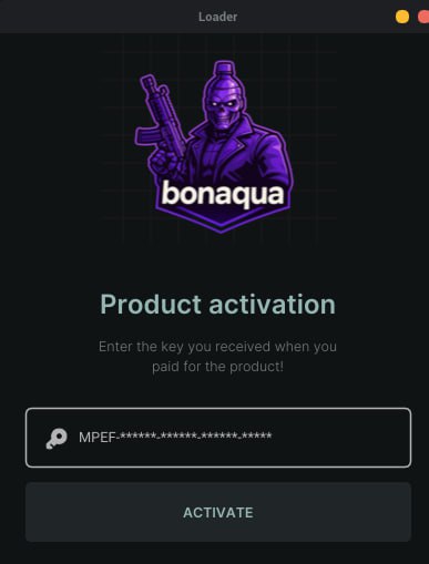 Инструкция для читов Bon Aqua — После запуска загрузчика, введите ваш ключ и нажмите кнопку активировать