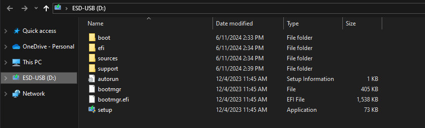 Как переустановить Windows при помощи USB флешки — Содержимое вашего USB диска теперь выглядит так: