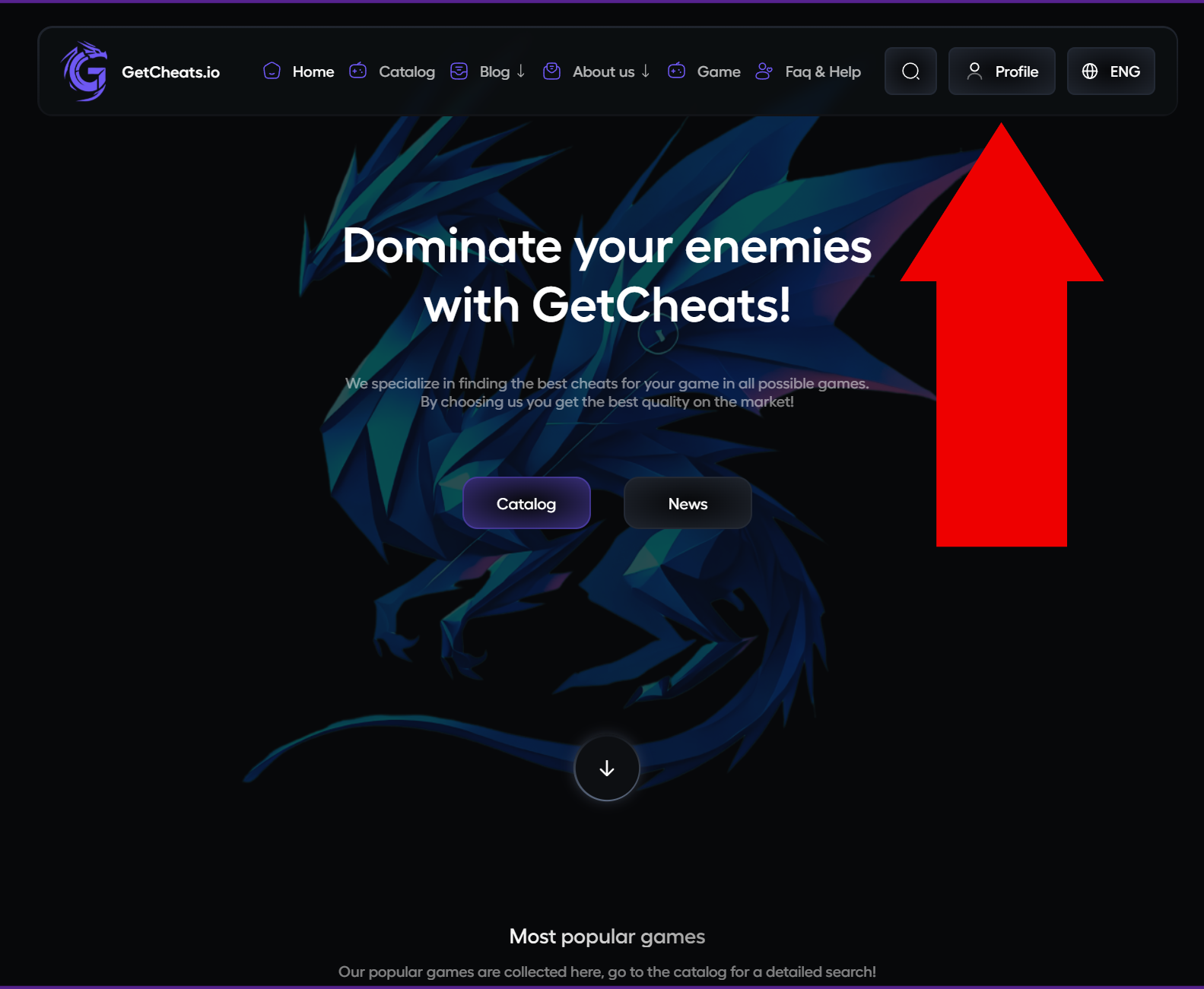 How to activate a promo code on the website GetCheats.io — Step 2: Activate the promo code