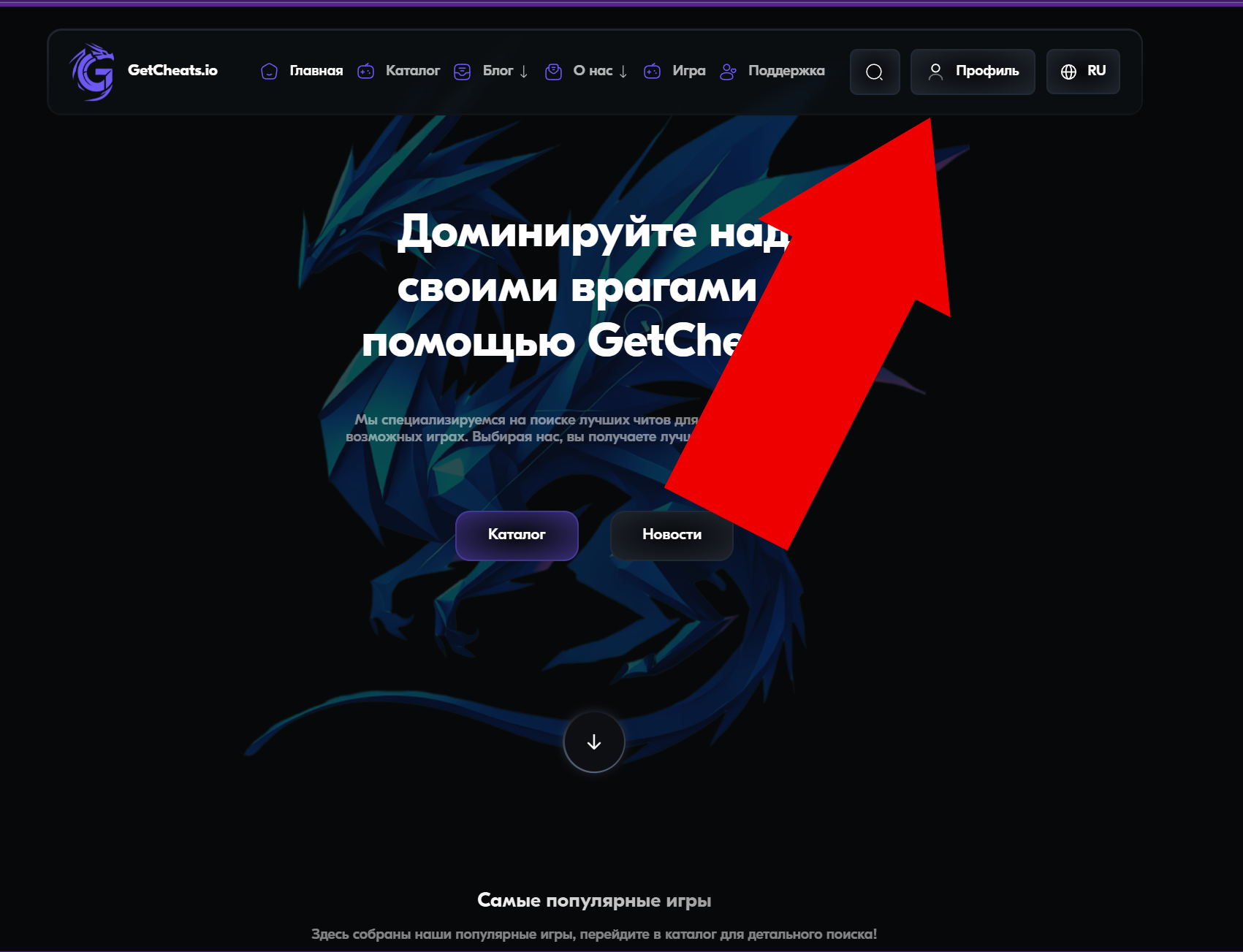 Как активировать промокод на сайте GetCheats.io — Шаг 2: Активация промокода