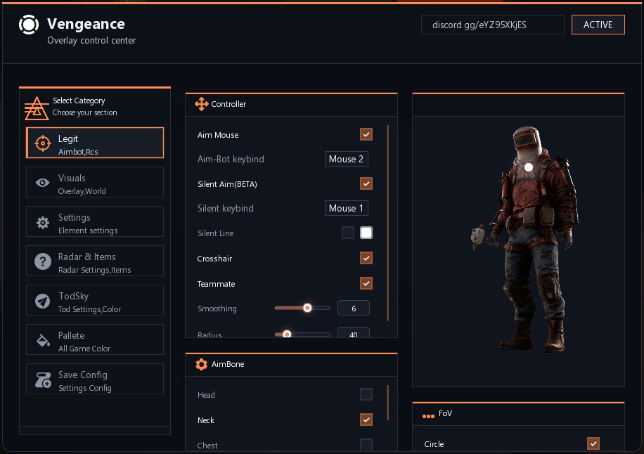 Скриншот чита Vengeance для Rust - 1