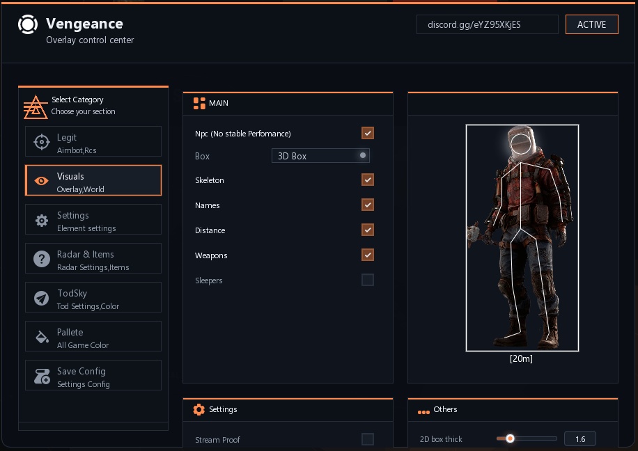 Скриншот чита Vengeance для Rust - 2