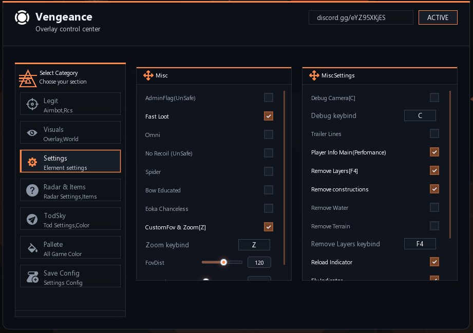 Скриншот чита Vengeance для Rust - 3