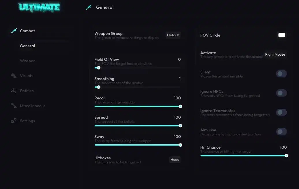 Скриншот чита ULTIMATE для Rust - 1