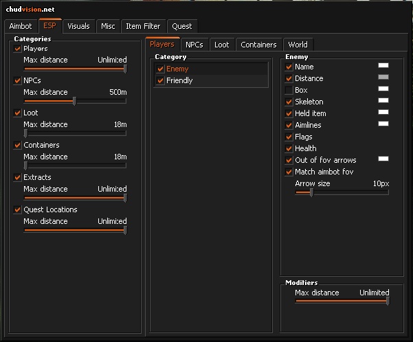Chud Vision cheat for Escape From Tarkov - screenshot 3