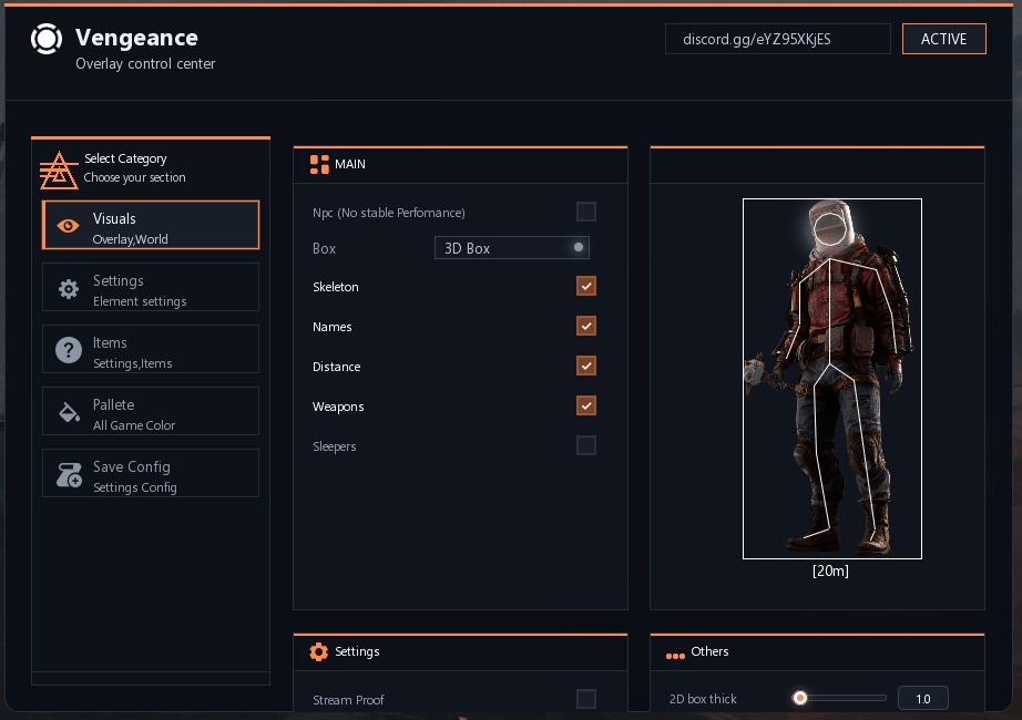 Скриншот чита Vengeance Lite для Rust - 1