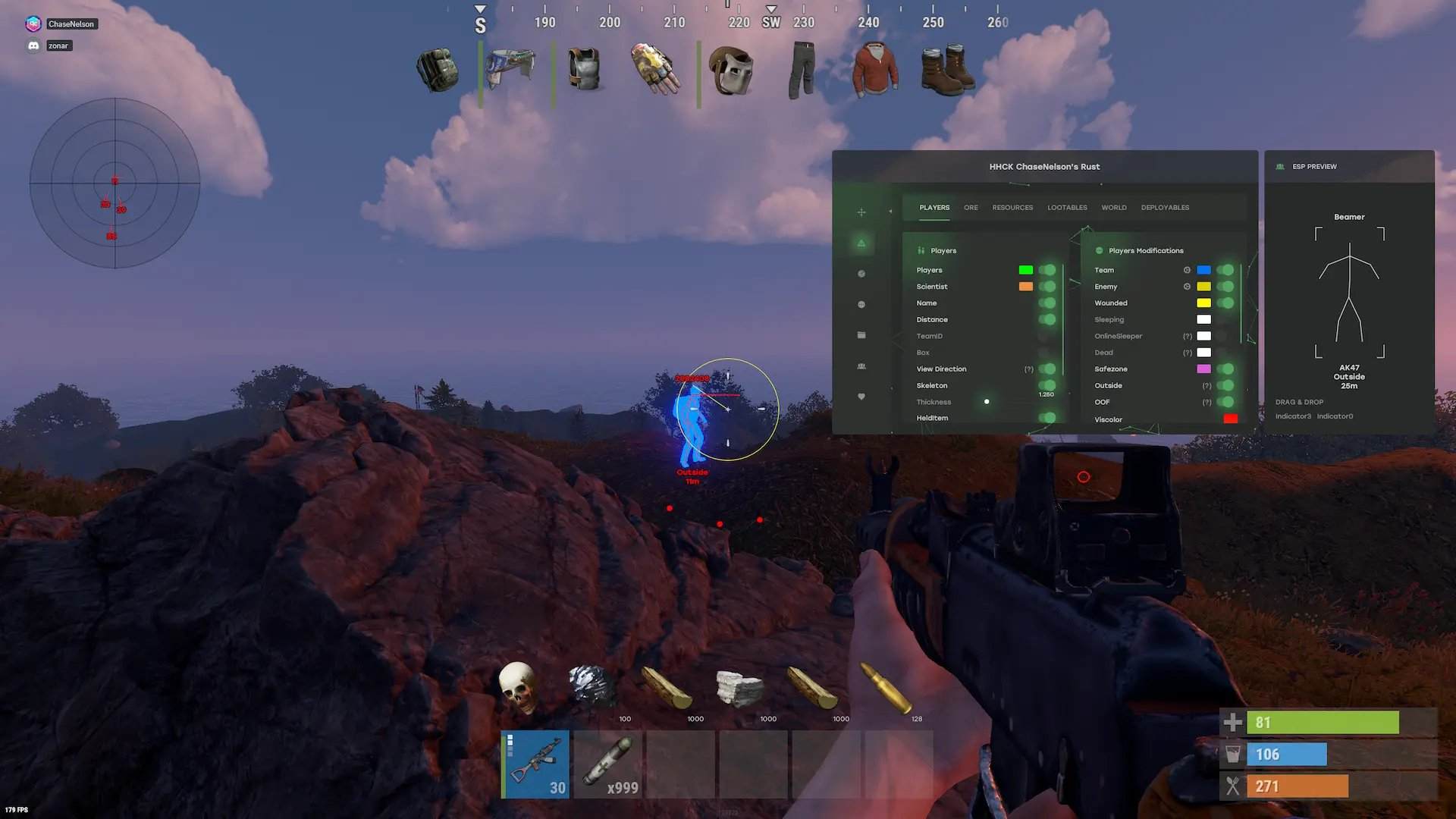Скриншот чита Matrix internal для Rust - 3