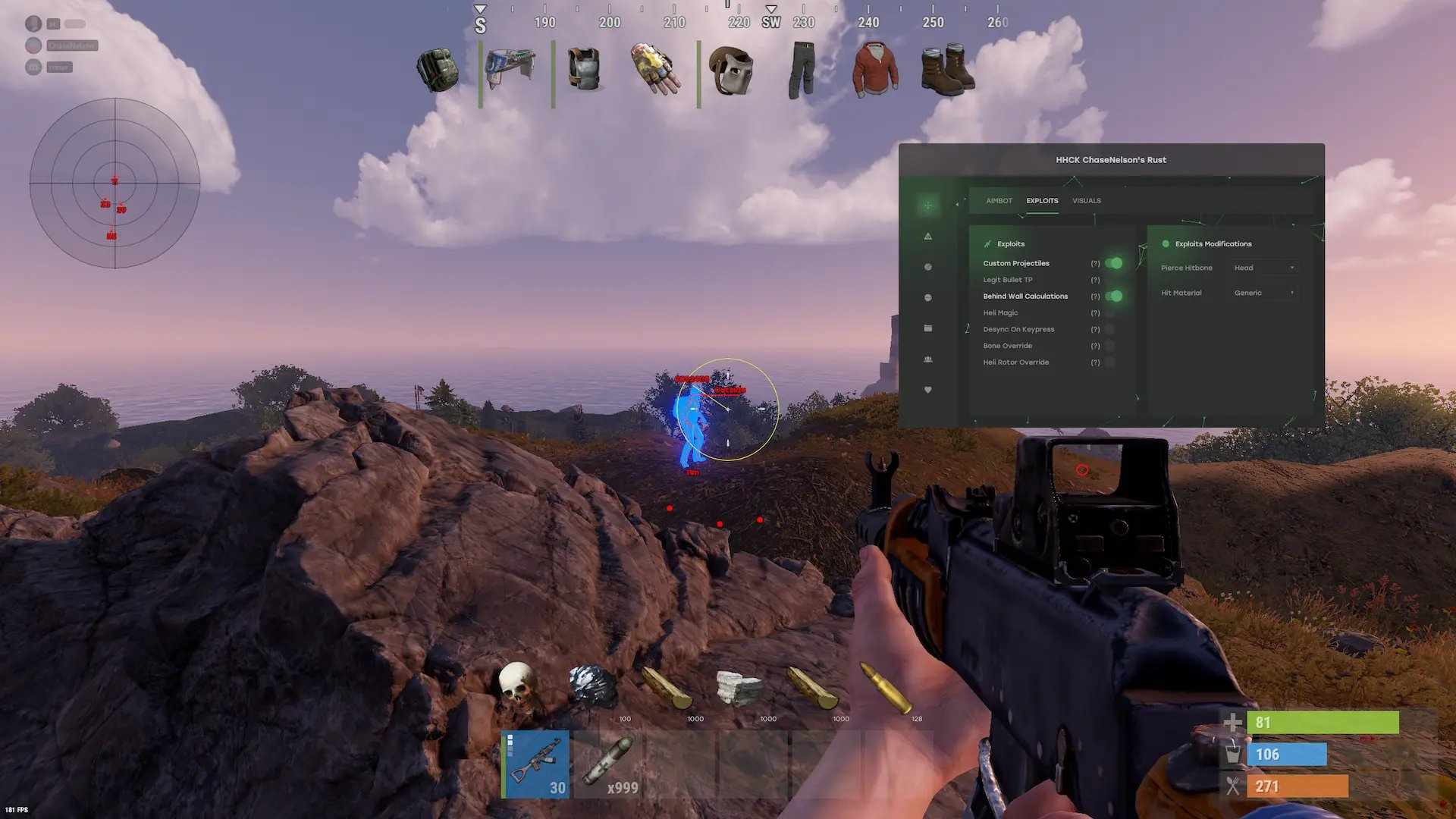Скриншот чита Matrix internal для Rust - 1
