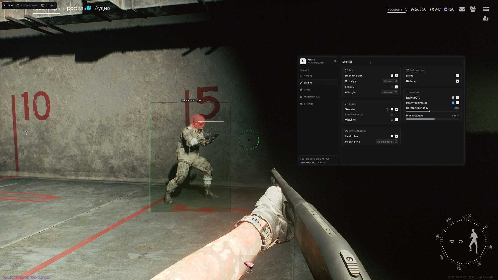 Скриншот чита Arcane для Active Metter - 1
