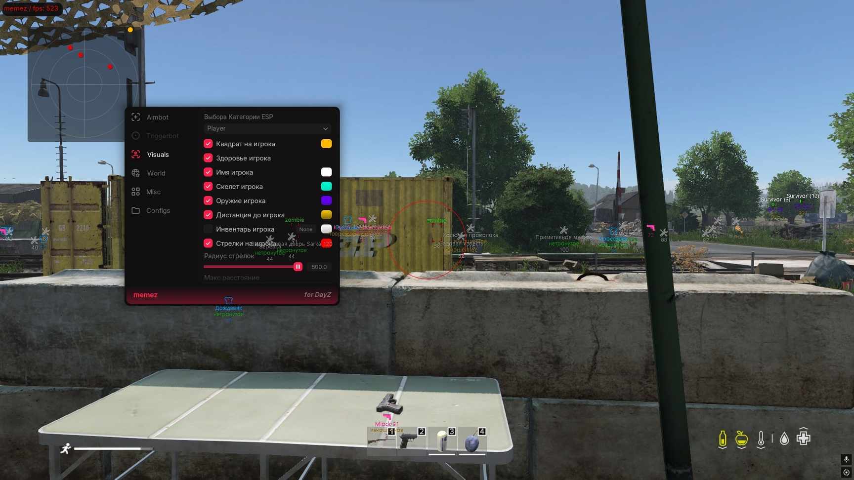 Скриншот чита Memez для DayZ - 1