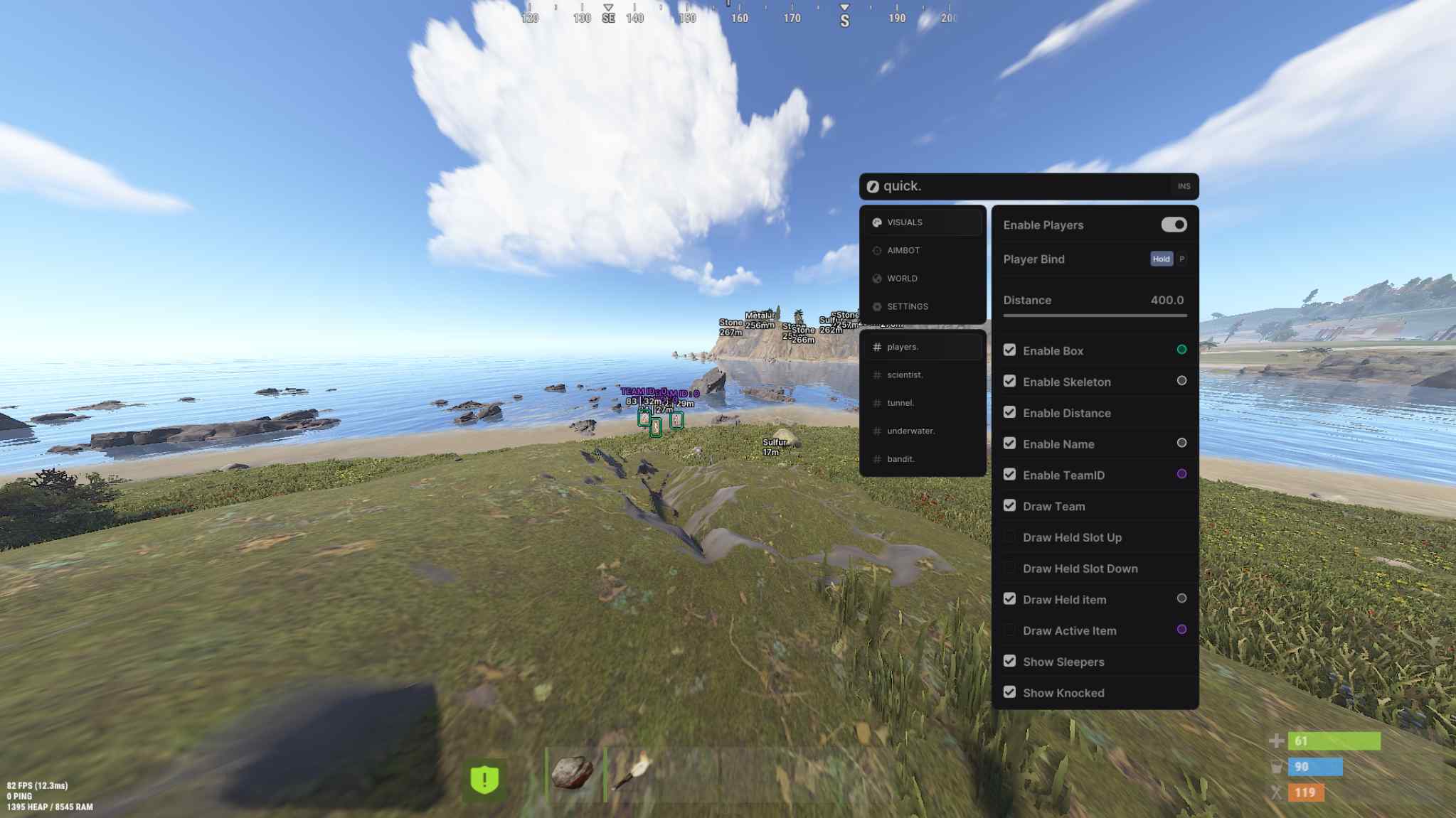 Скриншот чита Quick для Rust - 2