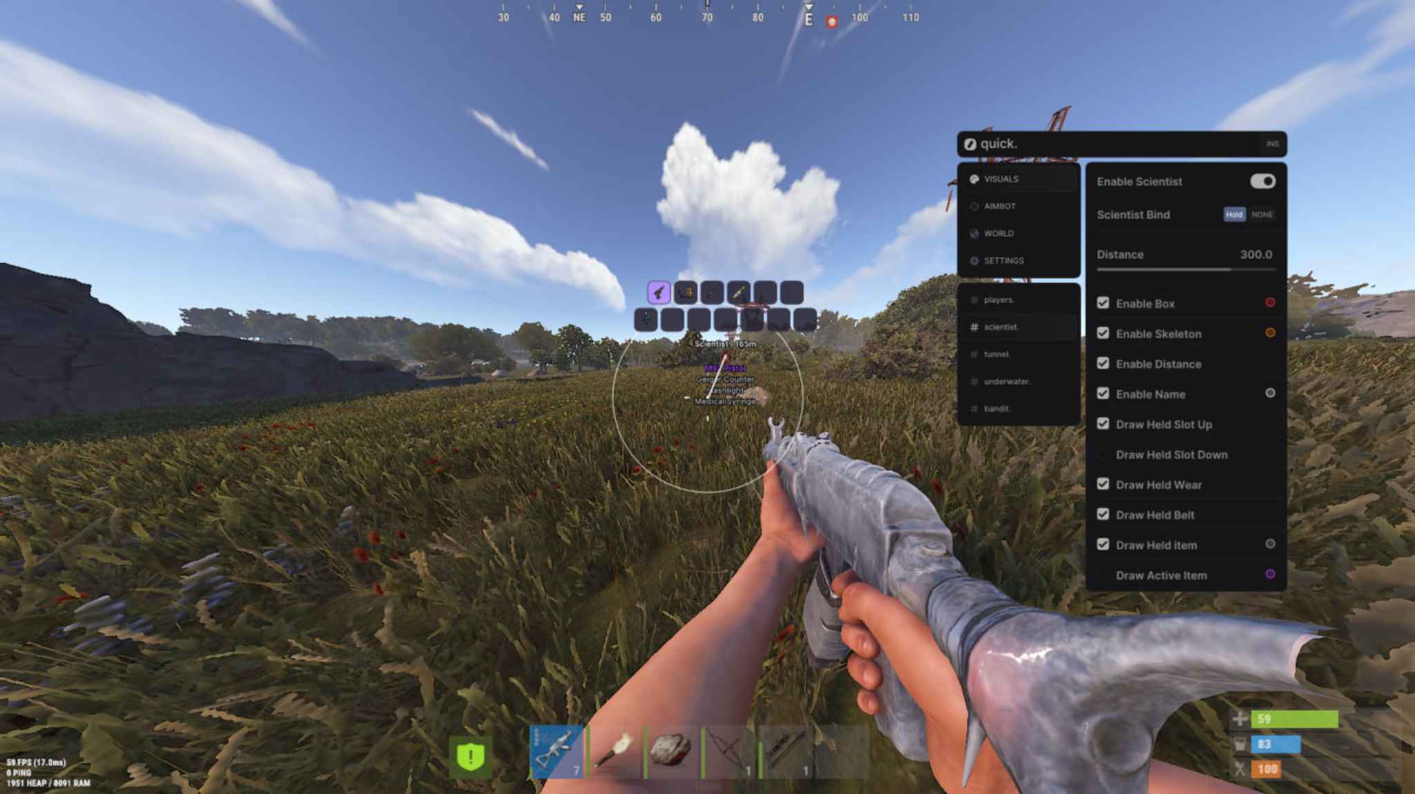 Скриншот чита Quick для Rust - 4