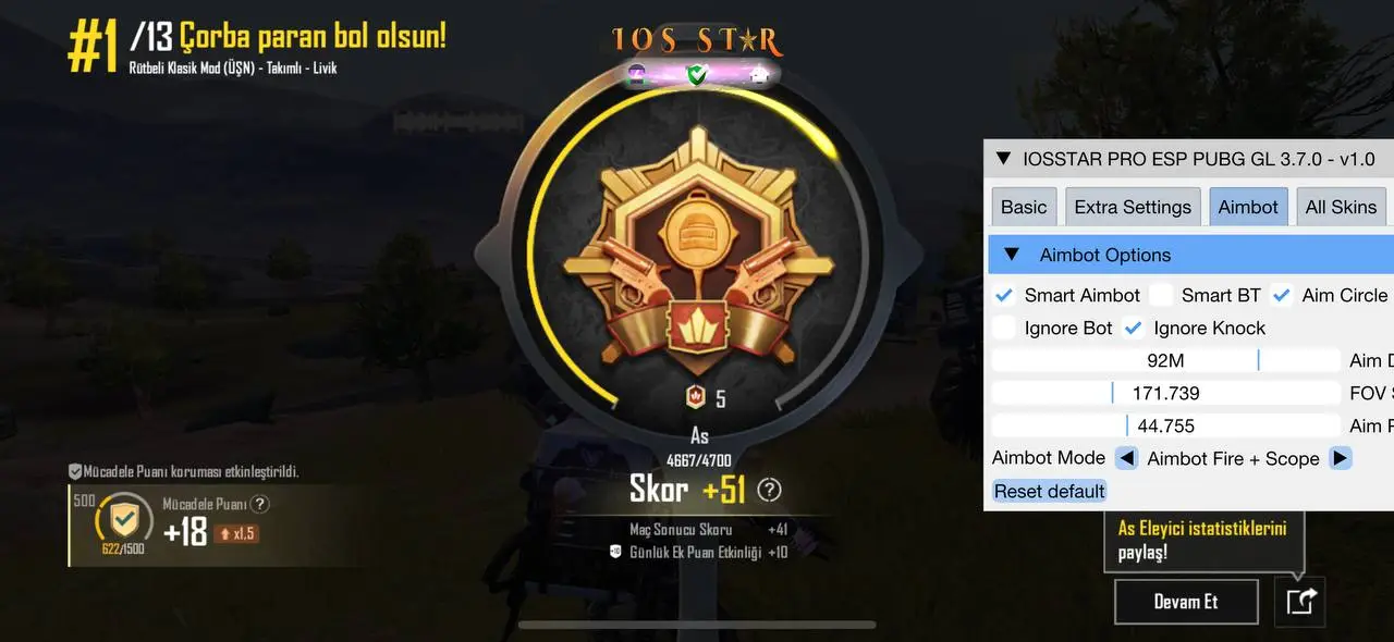 Скриншот мобильного чита STAR PUBG Mobile (iOS) - 3