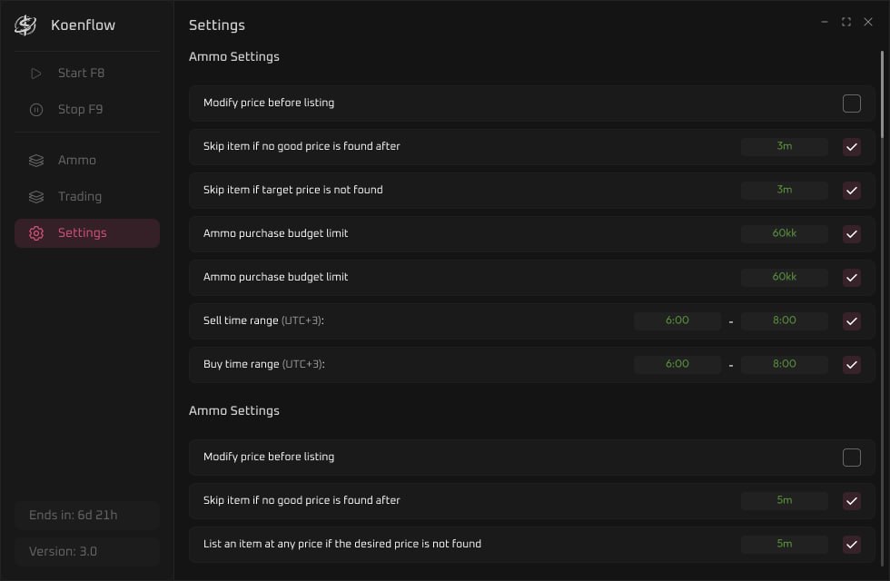 Koenflow TradeBot cheat for Arena Breakout - screenshot 3