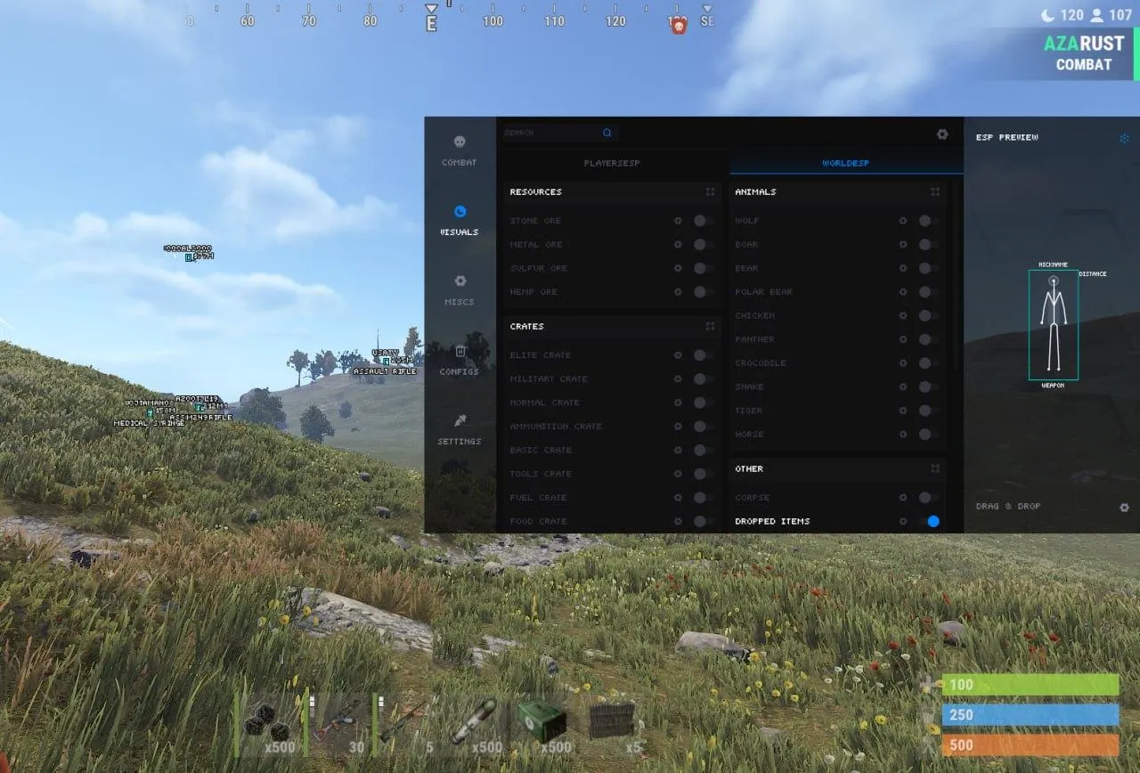 Скриншот чита Courier FULL для Rust - 5