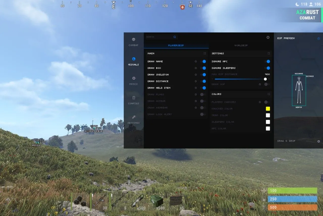 Скриншот чита Courier FULL для Rust - 1