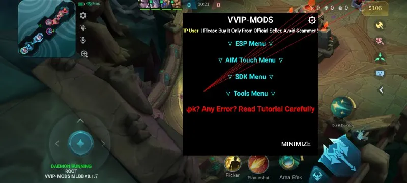 Скриншот мобильного чита Vvip Mobile Legends - 4