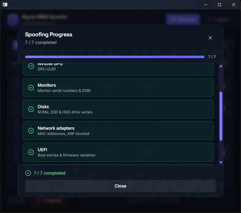 Скриншот спуфера Nyxia HWID Spoofer - 2