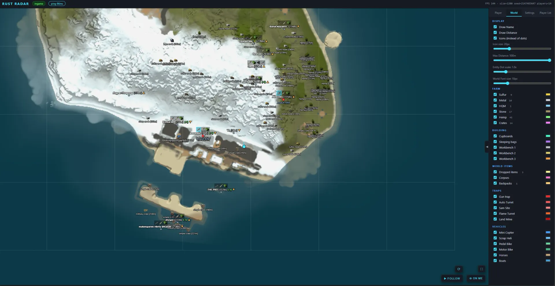 Lovec Radar cheat for Rust - screenshot 3