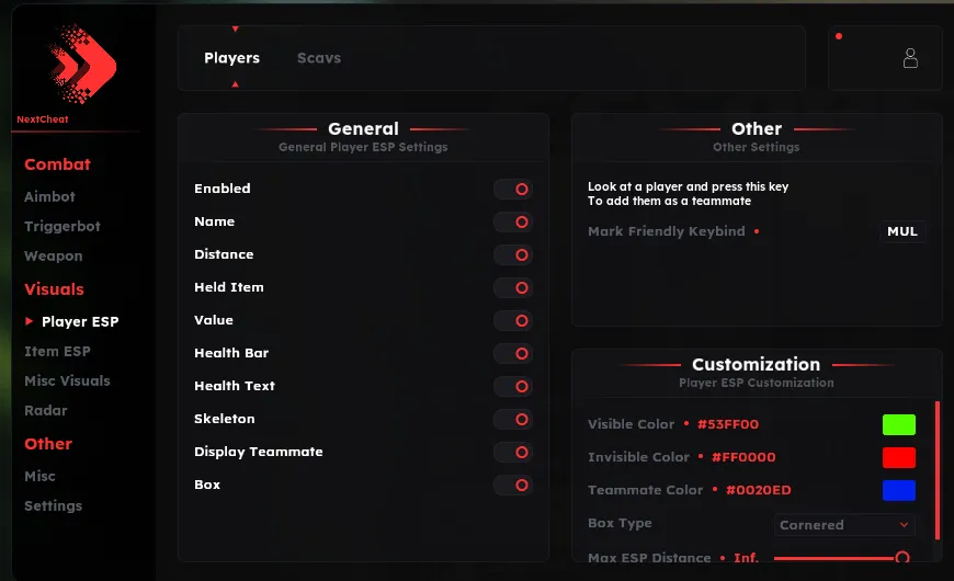 Next Pro cheat for Escape From Tarkov - screenshot 3