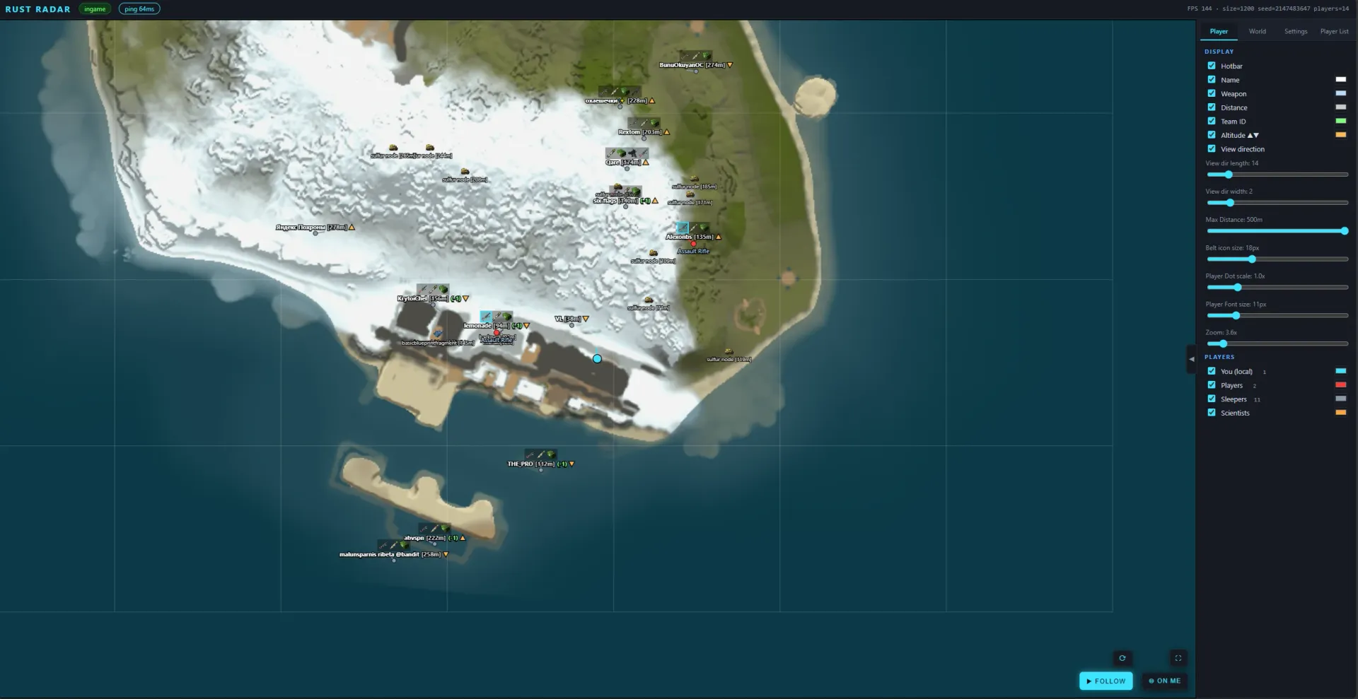 Lovec Radar cheat for Rust - screenshot 2