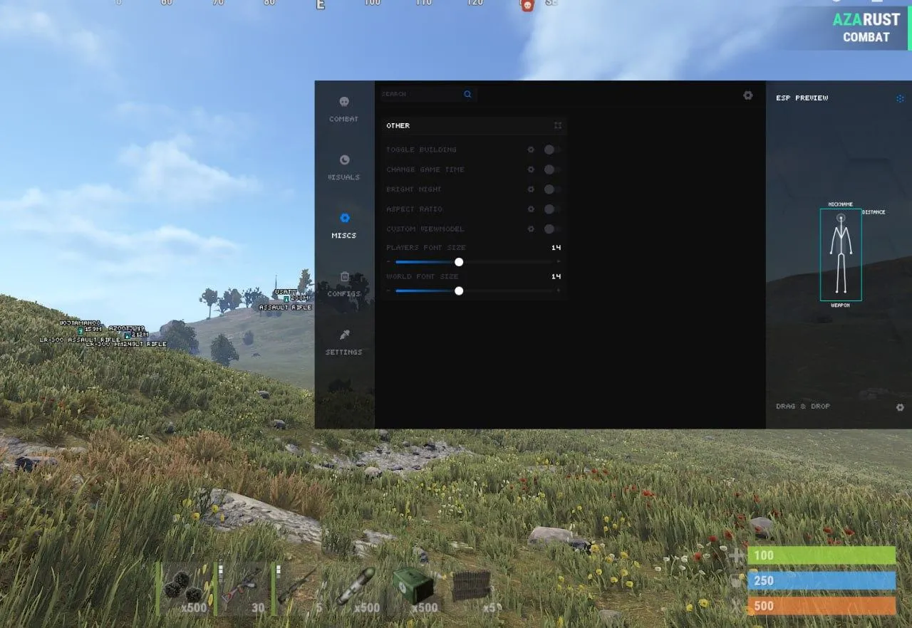 Скриншот чита Courier FULL для Rust - 6