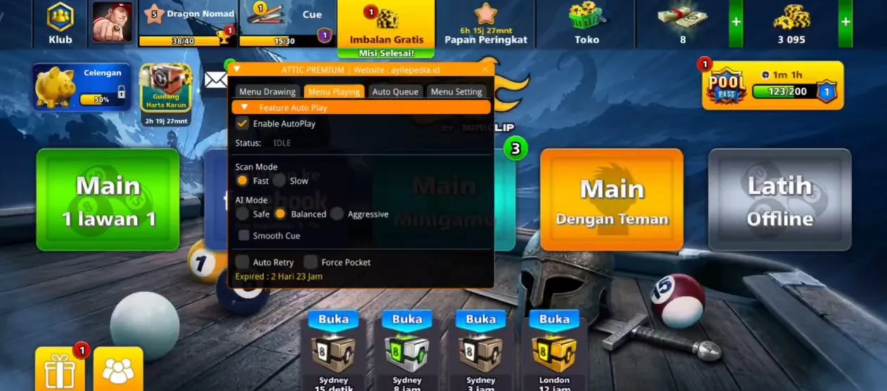 Скриншот мобильного чита Attic 8 Ball Pool - 1