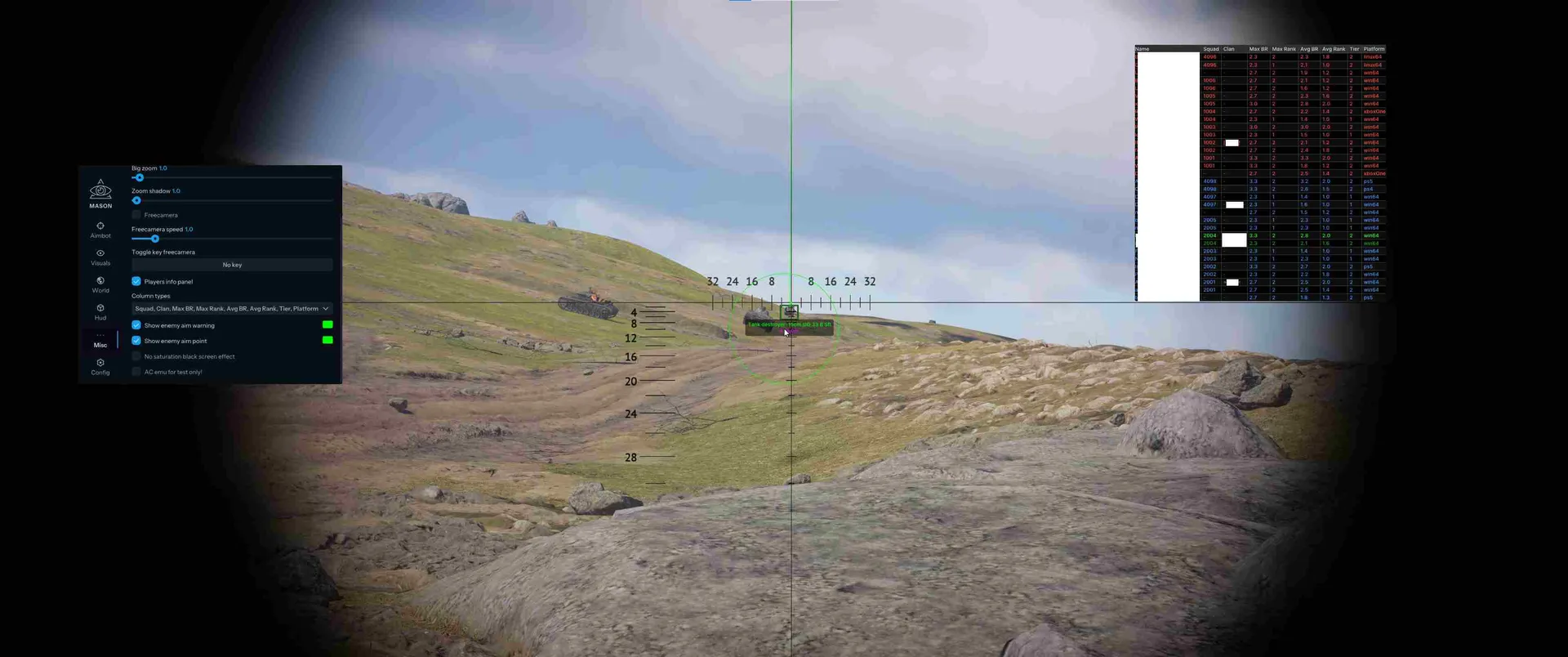 Скриншот чита Mason WarThunder Internal для War Thunder - 3