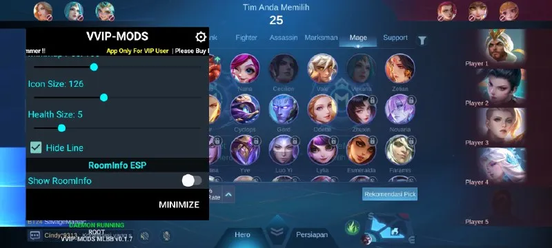 Скриншот мобильного чита Vvip Mobile Legends - 6
