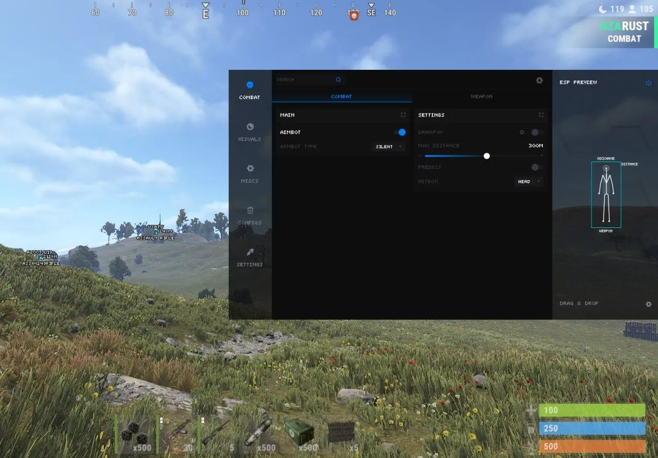 Скриншот чита Courier FULL для Rust - 4