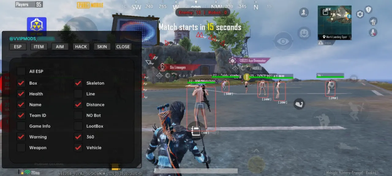 Скриншот мобильного чита Vvip PUBG Mobile - 1