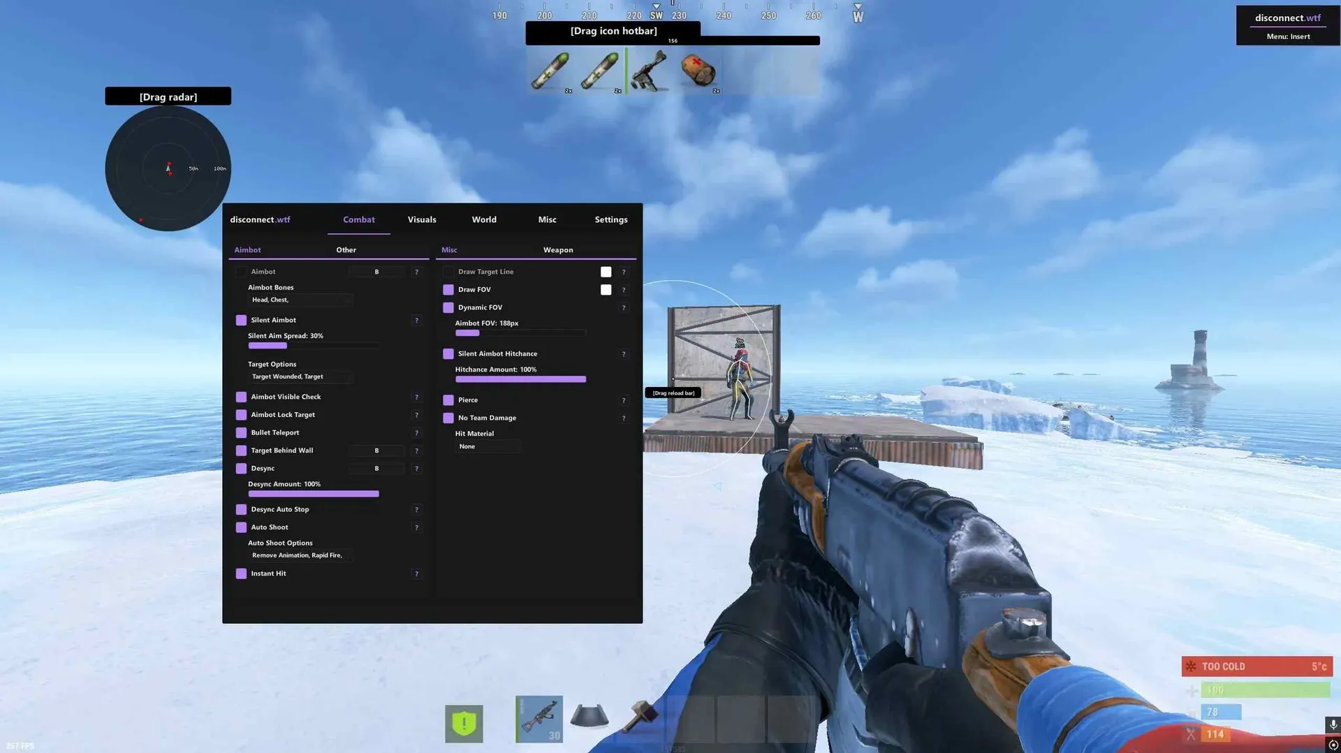 Скриншот чита Disconnect Internal для Rust - 1
