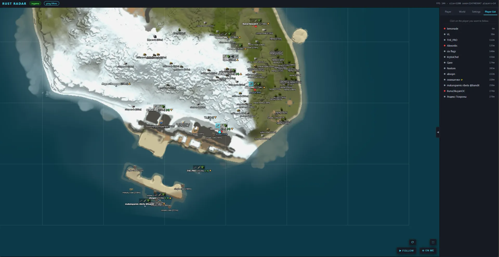 Lovec Radar cheat for Rust - screenshot 4
